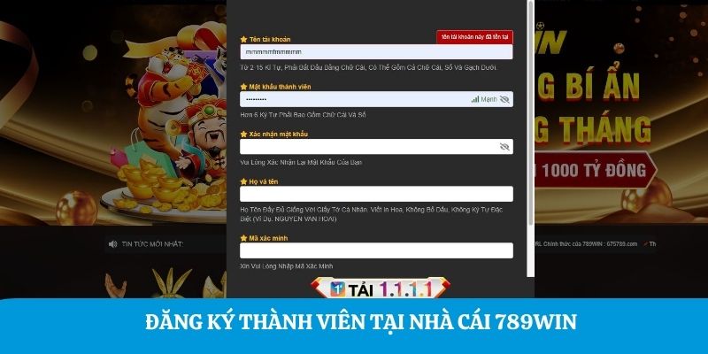 Đăng ký thành viên tại nhà cái 789Win